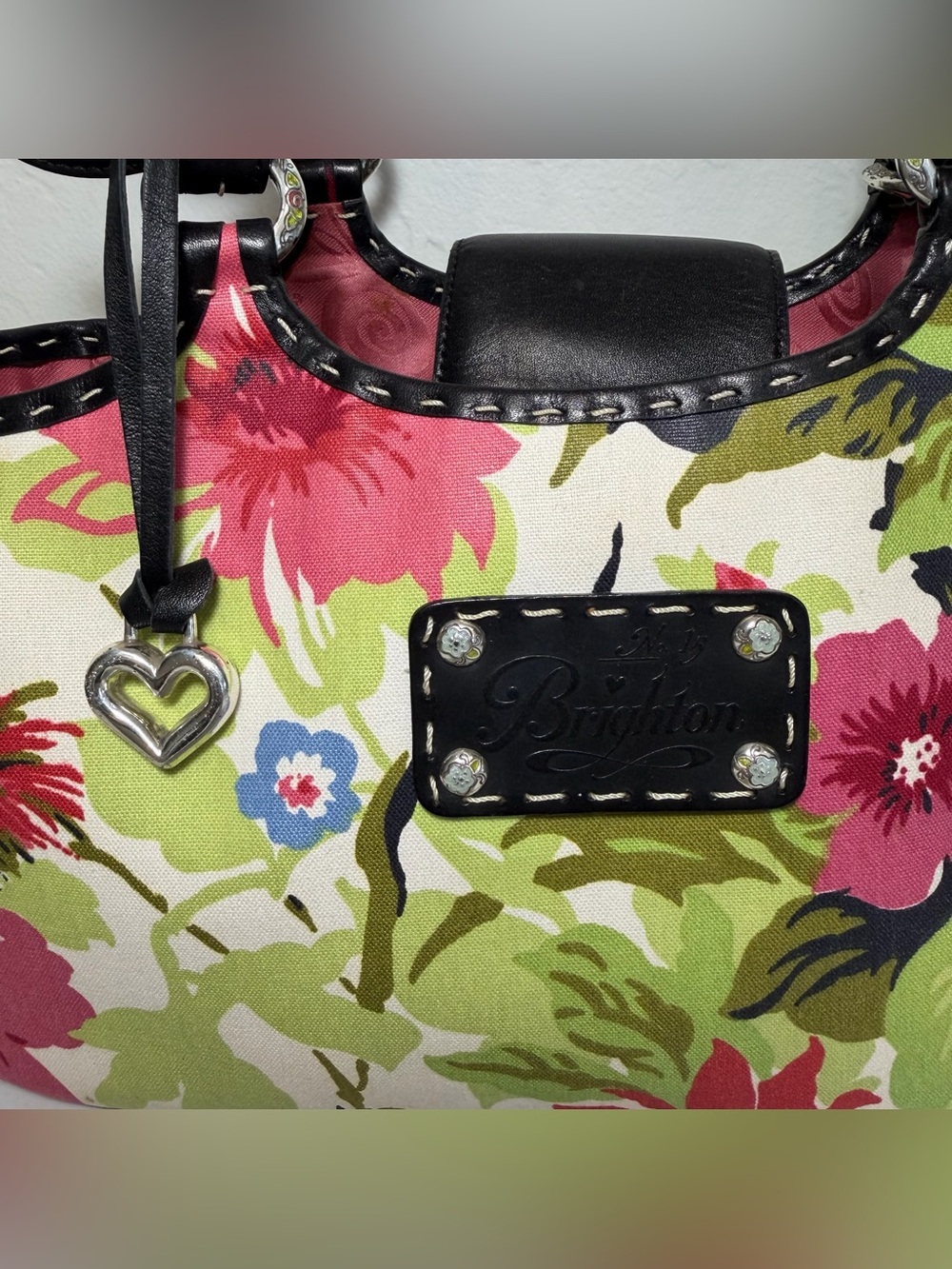 Brighton Bea Floral Canvas Leather Trim Shoulder Bag - Picture 2 of 15